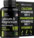 Calcium Magnesium Supplement, Bone Strength Supplements, ?alcium with Vitamin D & K2, Plant Based Calcium Pills for Women and Men, Magnesium + Cal...