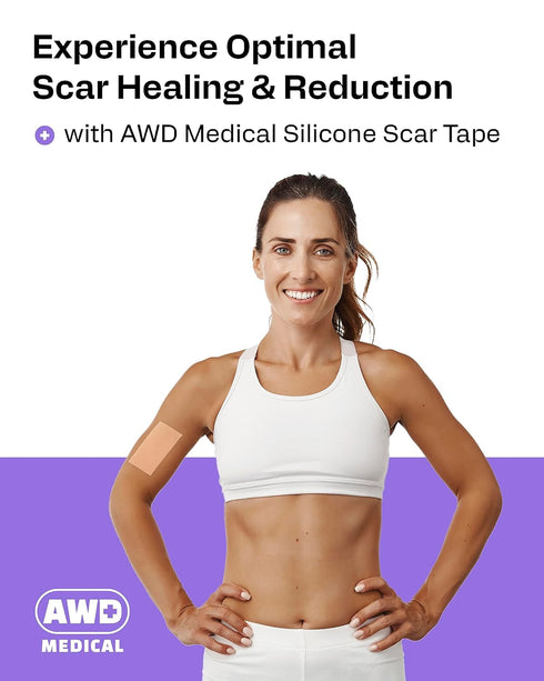AWD Silicone Scar Sheets for Surgical Scars - Seamless Medical Grade Silicone Scar Tape for C Section, Tummy Tuck Tape - Silicone Skin Patches Aft...