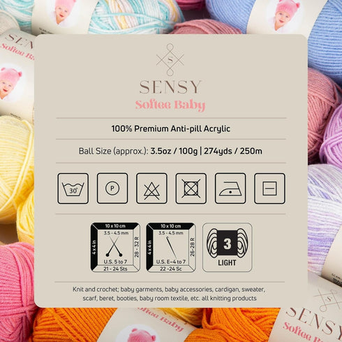 Sensy Softee Baby Yarn, 3.5 oz, 275 Yards, Gauge 3 Light (Purple Batik)......