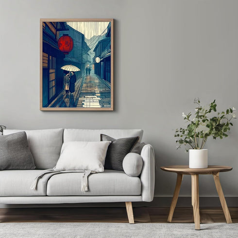 Posterizer 1 pcs-rainy evening scene in a traditional Japanese street 1-Collectibles & Fine Art-Vintage Art- Gift for Men Women Entrepreneur Teens...