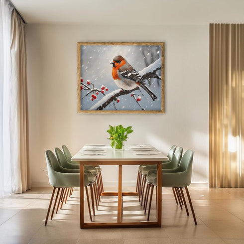 Posterizer 1 pcs-cute little bird in snowy winter scene -6-Art for Animal Lovers-Landscape & Nature Art-Decor for Home & Office- unframed wall art...