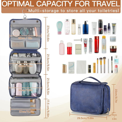 Elviros Toiletry Bag Hanging Travel Organizer for Men and Women, 3 in 1 Multifunctional Large Makeup Cosmetic Case for Toiletries Accessories, Wat...