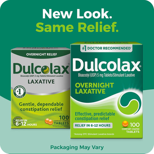 Dulcolax Stimulant Laxative Tablets, Predictable & Effective Constipation Relief, Relieves Straining & Bloating, Bisacodyl 5 mg, 100 Count...