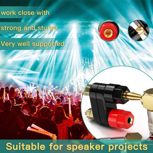 4MM Copper 2-Way Banana Plug Jack Socket Binding Post Video Speaker Terminal Connectors Power Amplifier Dual Gold Plated Insulated Terminals(6Pcs ...
