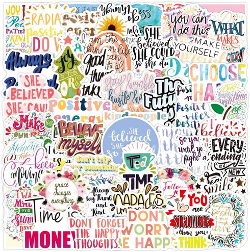 50 Pcs Inspirational Stickers Reward Motivational Decals for Teens Students Teachers Employees Water Bottle Laptop Vinyl Waterproof Positive Motiv...