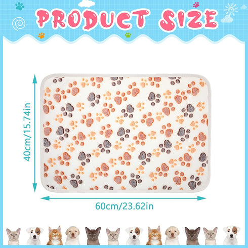 4 Pcs Pet Blanket Dog Puppy Blanket Paw Print Fleece Blanket for Small Medium Pet Dog Cat Warm Soft Sleep Mat Guinea Pig Cage Liners Blanket (Whit...