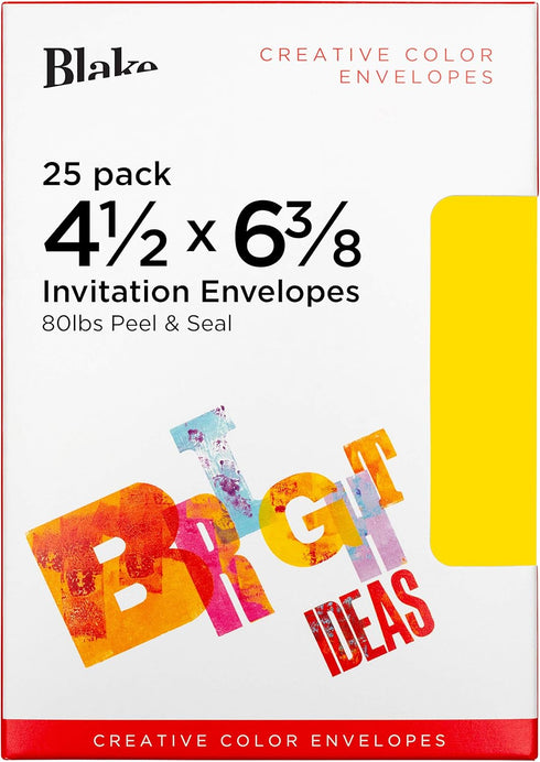 Blake Creative Color, Bright Yellow Invitation Envelopes, 4 x 6 Inches, Banana Yellow, 80lb Paper, Peel & Seal (15103-76) - Pack of 25...