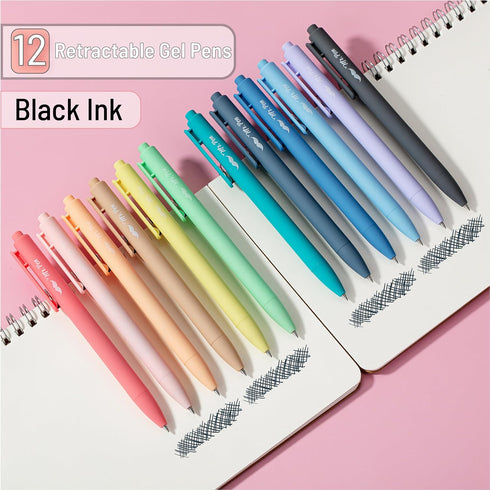 Mr. Pen- Retractable Gel Pens, 12 Pack, Black Ink Gel Pens, Pastel Barrels, Fast Dry, Gel Pens Fine Point 0.7mm, Retractable Pens, Cute Pens, Gel ...