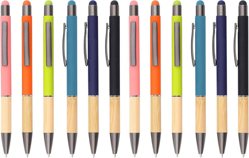 Stylus Pens for Touch Screens + Ballpoint Writing Pen, 2 in 1 Capacitive Stylist Pens, Universal Stylus, Bamboo Soft Touch Rubber Metal Pens, Comp...