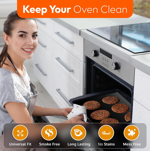 Oven Liners for Bottom of Electric Gas Oven Reusable - 4 Pack Large Heavy Duty Nonstick Teflon Range Mat 17"x 25" - Stove Floor Protector Liner Ea...
