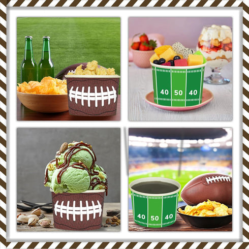 gisgfim Football Party 50Pcs Disposable 9 oz Paper Bowls, Durable Snack Cups for Sports Events, Game Day, Birthday Party Decorations...