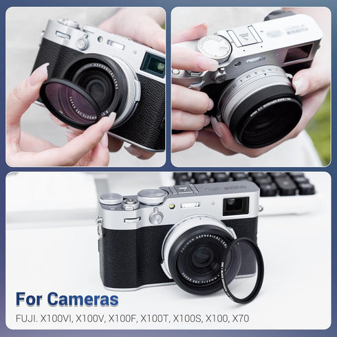 Deluxe Lens Filter Adapter Ring for Fujifilm X100VI X100V X100F X100T X100S X100 X70 Camera Install 49MM UV CPL ND Filter & Fuji FLCP-49 lens Cap,...