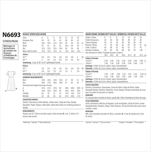 New Look Misses' Dress Sewing Pattern Kit, Code N6693, Sizes 4-6-8-10-12-14-16...
