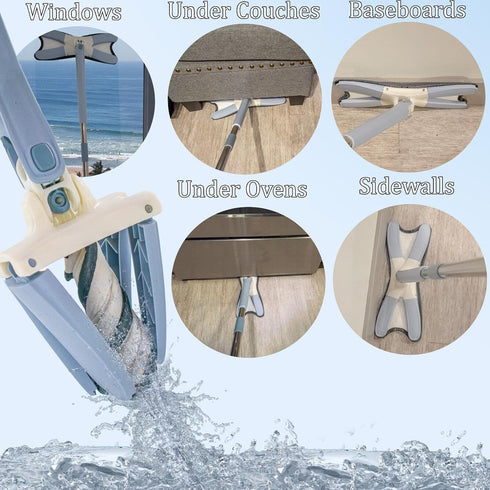 Flat X-Type Floor Mop Heads 360 Degree Squeeze Mop Hand-Free Wash Household Lazy Mop Home Cleaning Tool 2 Pads...