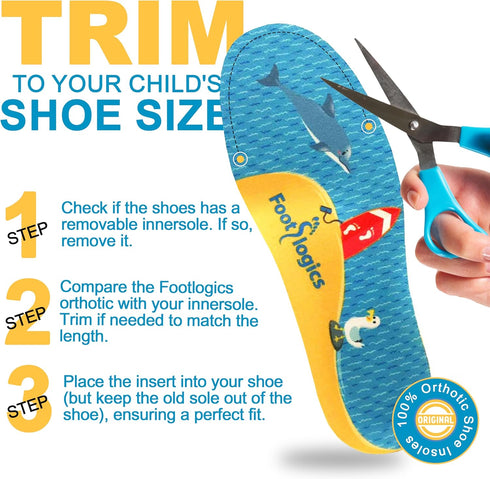 Fun Kids Orthotic Shoe Insoles with Arch Support for Children’s Heel Pain (Sever’s Disease), Growing Pains, Flat Feet - Children’s, Pair (Toddler ...