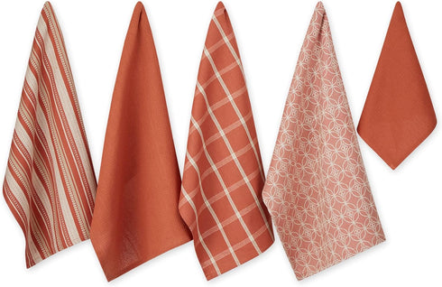DII Assorted Woven Kitchen Set, Dishtowel, 18x28, Dishcloth, 13x13, Spice, 5 Piece...
