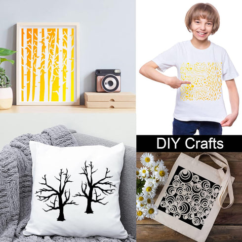 12 Pcs Mixed Media Stencils Sea Bubbles Spirals Template Cell Theory Cubist Stencil Aspen Trees Branches Painting Stencils for Canvas Arts Journal...