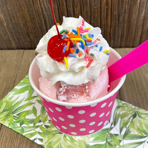 12 Ounce Disposable Paper Treat Cups Ice Cream Bowls -Plastic Spoons - Paper Straws - Ice Cream Sundae Kit for 24 - Blue, Pink, Orange, Yellow, Gr...