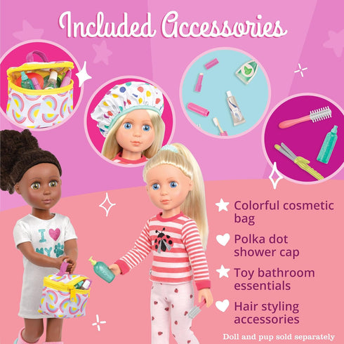 Glitter Girls – Travel Bag & Styling Set – Handbag, 2 Hair Elastics, and Fun Toiletries – 14-inch Doll Accessories for Kids Ages 3 and Up – Childr...
