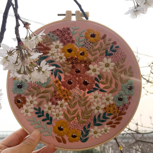 Silentsea Flower Embroidery Kit, Including 4 Sets of Patterned Embroidery Cloth, 2 Rings, Needles,Embroidery Thread, Instructions and Other Tools,...