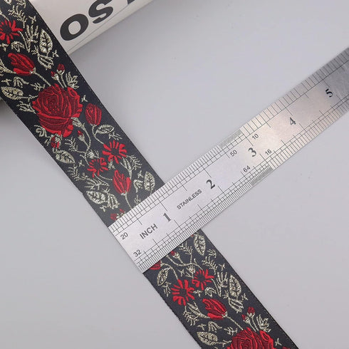 IDONGCAI 10 Yards Jacquard Ribbon Black and Gold Fabric Lace Embroidery Decorative Trim for Sewing...