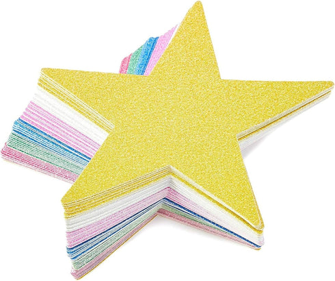 Bright Creations Glitter Star Cutouts for Bulletin Board, Crafts, Classrooms (6 Colors, 60 Pack)...
