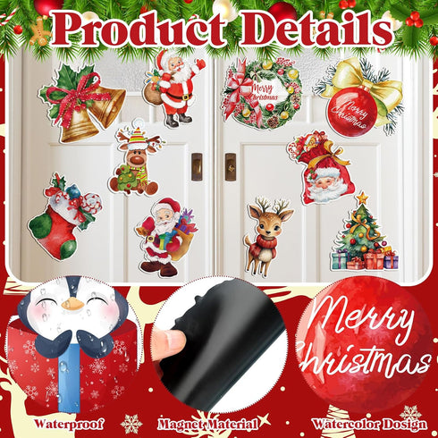 24 Pieces Christmas Refrigerator Magnets Christmas Santa Claus Gnome Snowflake Magnets Decorative Car Fridge Magnetic Stickers Xmas Magnets Decora...