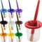 U.S. Art Supply 10 Piece Children's No Spill Paint Cups with Colored Lids and 10 Piece Large Round Brush Set with Plastic Handles...
