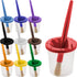 U.S. Art Supply 10 Piece Children's No Spill Paint Cups with Colored Lids and 10 Piece Large Round Brush Set with Plastic Handles...