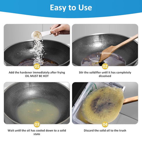 LANBEIDE Fry Cooking Oil Solidifier Powder, Hard Up to 25 Cups - 100% Plant-Based Cooking Oil Hardener for Disposal Fry Oil Away from Mess 9 Oz...