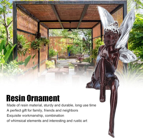 Tomotato Sitting Fairy Garden Statue Resin Crafts Flower Fairy Garden Decoration Figure Unique Shape Cute Resin Statue Miniature Figurine Sculptur...