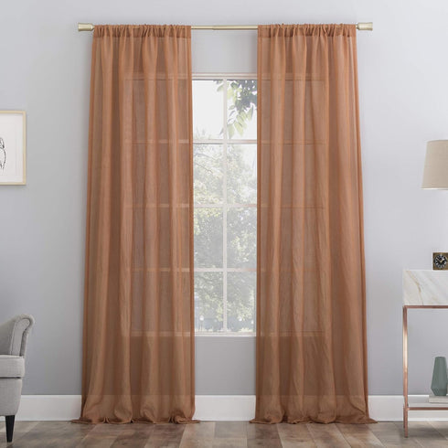 No. 918 Genevieve 2-pack 2-pack Linen Weave Sheer Semi-Sheer Grommet Curtain Panel Pair, 50" x 84", Sienna...