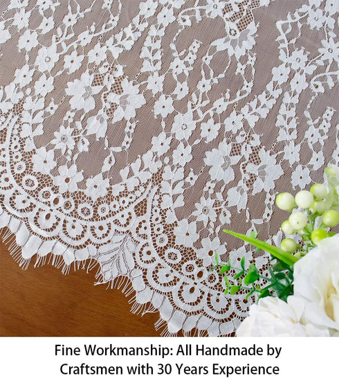 ShinyBeauty Lace-Table-Runner 30x120-Inch White Lace Table Cloth Runner Vintage Lace Table Cover Rustic Runner Party Tablecloth Floral Embroidered...