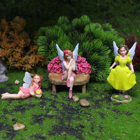 Fairy Garden Accessories - Mini Fairy Figurines with Flower Chair, Fairy Toys Gifts for Girls, Fairies Miniatures for Fairy Garden Decor, Fairy Bi...