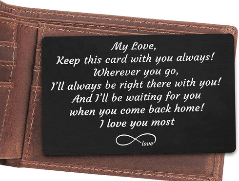 Sentimental Engraved Wallet Insert Card Decor Gift for Boyfriend Husband Fiancé From Wife Girlfriend-Fathers Day Christmas Birthday Valentines Day...