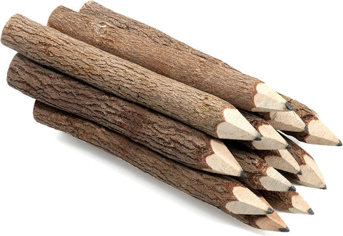 BSIRI Black 3 Inch Wood of 12 in Pack Tree Bark Pencil Favors in Wooden Rustic Twig Pencils Unique Camping Gifts Decorations Party Supplies Novelt...