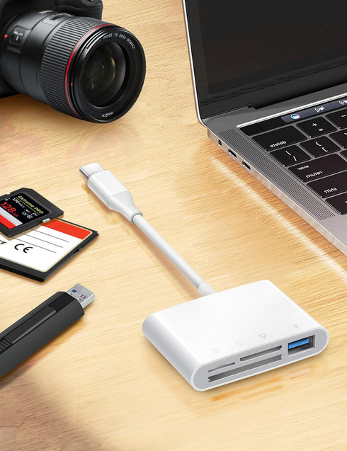 USB C SD Card Reader, ChiaoPio 4 in 1 USB-C to SD Memory Card Adapter with CompactFlash/CF/SD/MicroSD & USB 4 Port Compatible with iPhone 15 iPad ...