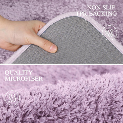 Walensee Bathroom Rug Non Slip Bath Mat for Bathroom (16 x 24, Lavender) Water Absorbent Soft Microfiber Shaggy Bathroom Mat Machine Washable Bath...