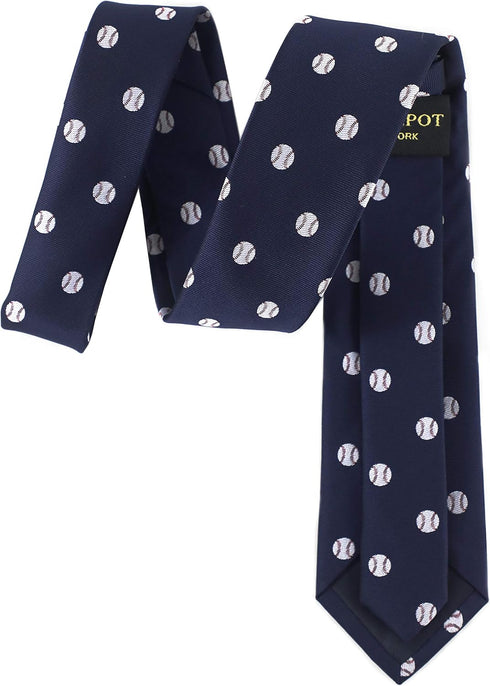 Sports Baseball Necktie With Box White Baseball Ball Navy Tie...