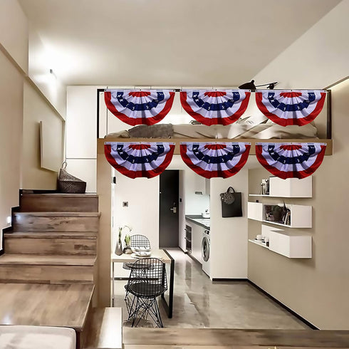 OZ American Bunting Flag, US Pleated Fan Bunting, Patriotic Banner, Fence Banner, Curtain Banner, 4th of July Flag-pack of 2...
