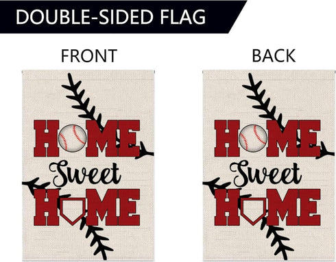 12x18 Inch Double Sided Summer and Spring Garden Flag - Baseball Home Sweet Home House Flag - Seasonal Large Outdoor Yard Flags of Burlap - Bat Ba...