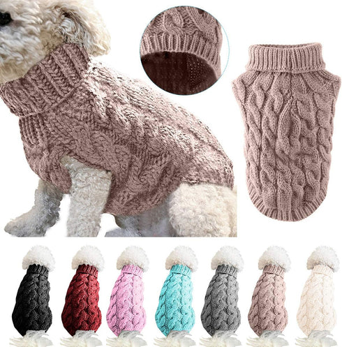 Pet Dog Turtleneck Knitting Sweater Coat Winter Warmer Thickening Pullover Knitwear Crochet Coat Clothes for Small Medium Large Dog Puppy Cat (L, ...
