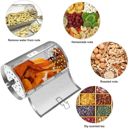 Air Fryer Oven Basket,360 Degree Heating Rotating Design Oven Cages Rotisserie Basket for Baking Nuts, Coffee Beans, Peanut or BBQ Roaster Tool,7....