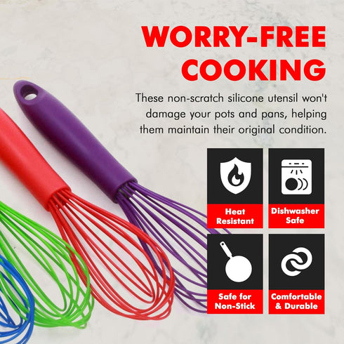Chef Craft Premium Silicone Wire Cooking Whisk, 10.5 inch, Pink...
