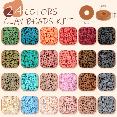 TEXGIZRLY Clay Bead Bracelet Kit, Friendship Bracelet Making Kit for Girls, 24 Colors Clay Beads for Bracelets Making, Beads for Jewelry Making Ki...
