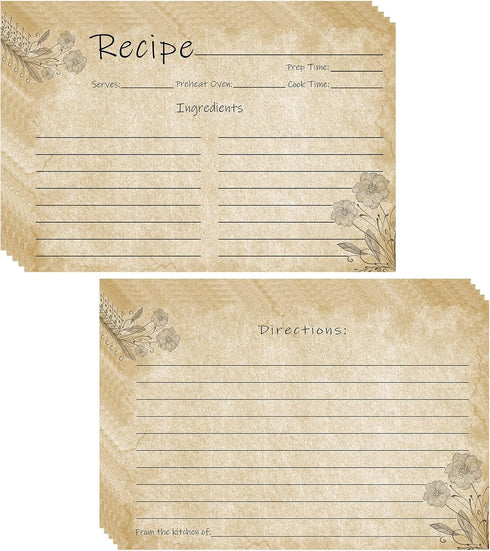 Recipe Cards 4x6 - Pack of 100 Double-Sided Blank Cards for Bridal Showers, Weddings, and Christmas Gifts - Preserve Your Culinary Creations...