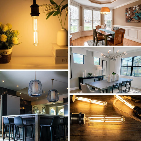 Tubular Light Bulb 7.3 Inch Dimmable T10 LED Bulb E26 6W 60 Watts Edison Bulbs 2700K Solf White,185mm Long for Wall Sconces, Pendant, Livingroom, ...