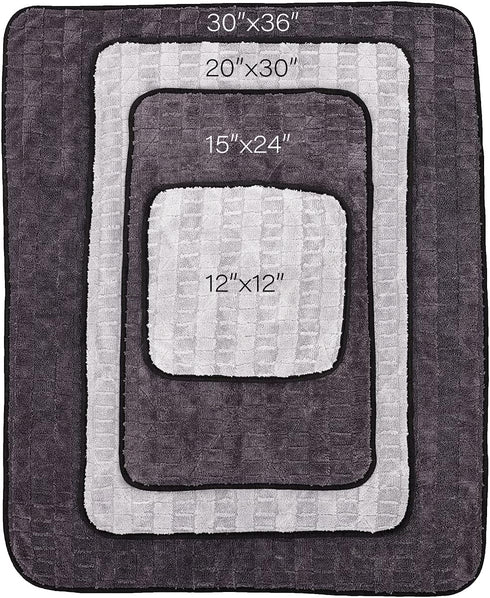 The Rag Company Gauntlet Car Drying Towel - 70/30 Korean Microfiber, Dries Faster Without Scratching, 900gsm, 12x12 inches, Ice Grey/Grey, 3 Pack...