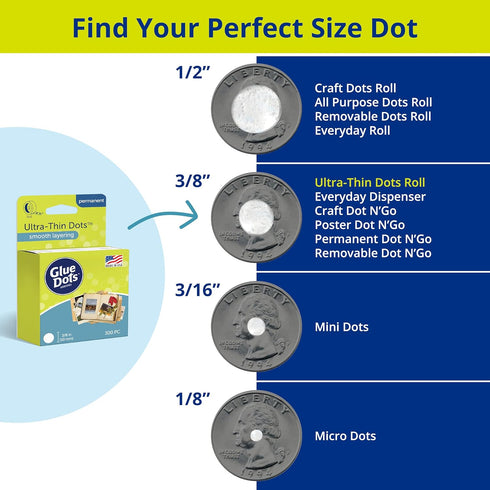 Glue Dots Clear Dot Roll, Ultra Thin .375" 300/Pkg - 174922...