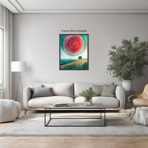 Posterizer 1 pcs-surrealism serene scene in alien planet with red sun 1-Abstract & Modern Art-Landscape & Nature Art-Gift for Men Women Entreprene...